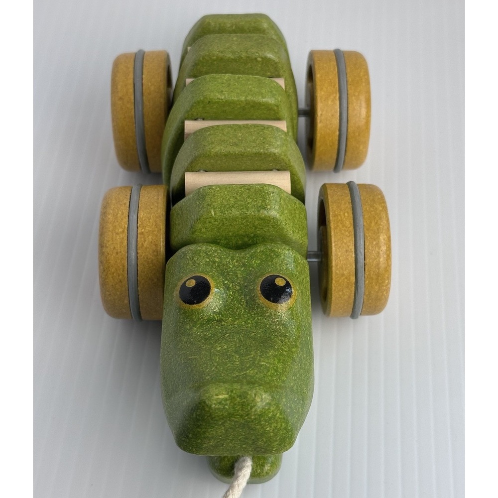 Plan Toys  Dancing Alligator Crocodile Toddler/Preschool Pull Toy 9"Green Gator